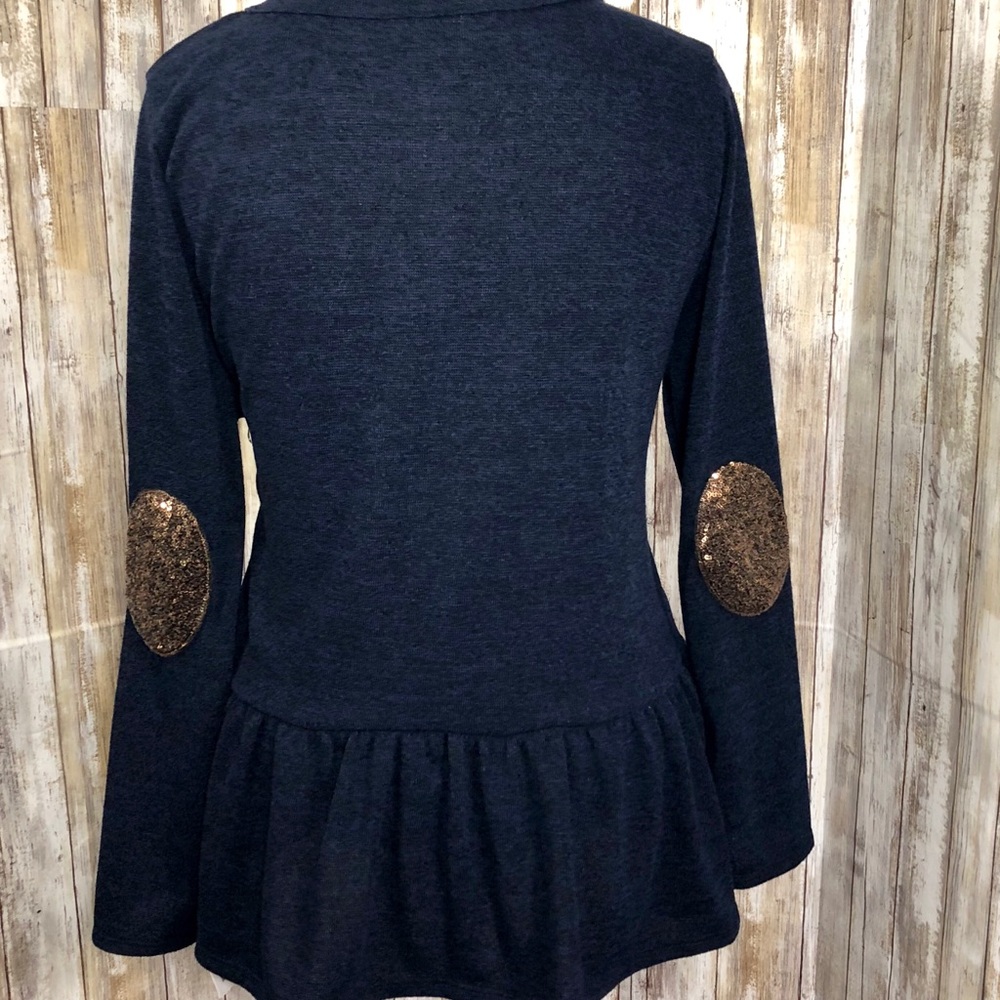 NWT peplum sweater with sequin elbow patches